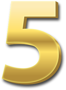 3D Gold Number Five